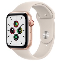 Apple 애플워치 SE, 44mm, GPS+Cellular, 알루미늄, 골드 / 스타라이트 스포츠 밴드, 골드 알루미늄 케이스, 스타라이트 스포츠 밴드