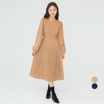 캐럿 여성용 플리츠 롱 원피스