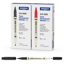 펜맥스 트윈 스마트 네임펜 312 2종 x 12p, 흑색, 적색, 1세트