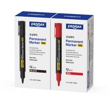 펜맥스 유성매직 검정 12p + 빨강 12p, 혼합색상, 1세트