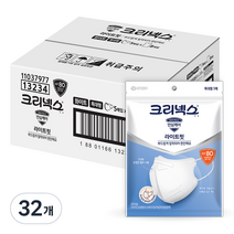크리넥스 라이트핏 안심케어 데일리 입체형 베이직 마스크 특대형 KF80, 5개입, 32개, 화이트