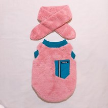 도기스타 대형견 중형견 소형견 두툼 강아지후리스 + 털목도리세트, 에메랄드그린포켓