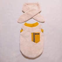 도기스타 대형견 중형견 소형견 두툼 강아지후리스 + 털목도리세트, 머스터드포켓