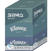 크리넥스 실크소프트 미용티슈 천연펄프 2겹 250매, 6개입, 1팩