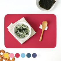 에이드엘 슬림 오브롱 실리콘 테이블매트 2p, 코랄레드, 38.7 x 25.8cm
