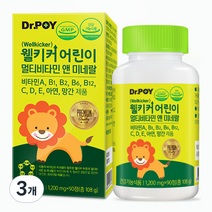 닥터포이 웰키커 어린이 멀티비타민 앤 미네랄, 90정, 108g, 3개