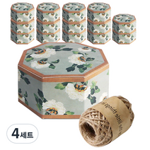 인디케이 전통민화 흰꽃 팔각상자 15p+마끈 10M, 혼합 색상, 4세트