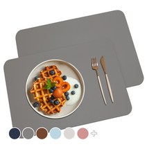 소이믹스 포시즌 스퀘어 북유럽 방수 가죽 테이블매트 2p, 다크그레이, 40 x 30 cm