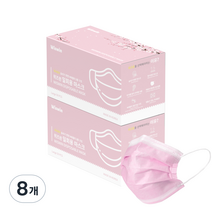 위즈윈 일회용 마스크 성인용 핑크, 50개입, 8개