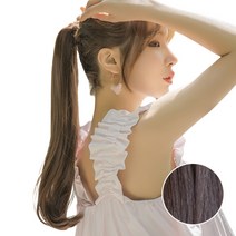 가발나라 여성용 벨크로 포니테일 아이롱 C컬펌 가발, 초코브라운, 1개
