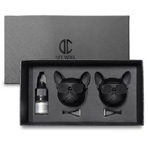 디씨네트워크 차량용 불독 방향제 무광블랙 2개 오일향, 1세트, 화이트머스크