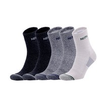 네파 남성용 몽피나클 쿠션 미들삭스 5종 세트 NPCMNMDL-WB5, 그린 + 그레이 2p + 블랙 2p