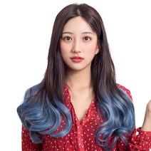 준 투컬러 웨이브 1피스 붙임머리 50cm 190g, 다크 + 애쉬블루, 1개