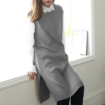 핑예 여성용 라운드 롱조끼니트