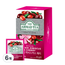 아마드티 로즈힙 히비스커스 앤 체리 허브차 티백, 2g, 20개입, 6개