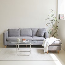 퍼리든 듀얼 패브릭 3인용 쇼파 176cm + 쿠션 + 스툴 세트 방문설치, 그레이