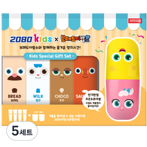 2080 브레드이발소 어린이 치약 80g x 4종 + 치즈 앤 마카롱 커플컵 세트, 5세트