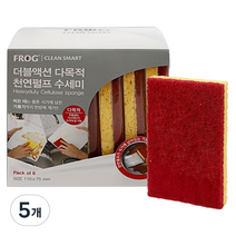프로그 더블액션 다목적 천연펄프 양면 수세미, 6개입, 5개