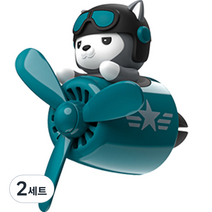 머레이 차량용 캐릭터 송풍구 방향제 KUKII Dog Green + 고체방향제 3p 세트, 오션(쿨/민트)향, 2세트