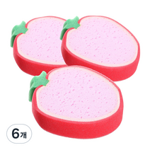 차이나다 과일 모양 스펀지 수세미 딸기 세트, 6개, 1개입