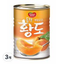 동원 황도 슬라이스 복숭아 통조림, 400g, 3개