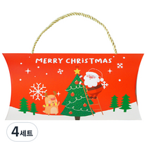 도나앤데코 크리스마스 선물포장 가로형 손잡이 오목상자 10p + 골드끈 10p, 트리꾸미는 산타, 4세트