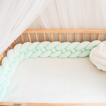 올아이원트 아기침대범퍼가드 꽈배기쿠션 4단 3.6m, 민트