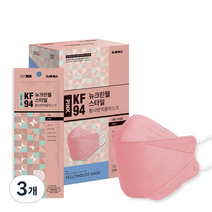 CLEANWELL 뉴크린웰 황사방역용마스크 대형 KF94, 30개입, 3개, 핑크