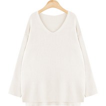 간절기 여성용 루즈핏 여리핏 옆트임 언발 브이넥 코아하찌브이 니트