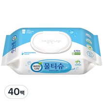 깨끗한나라 페퍼민트 블루 물티슈 캡형, 70매, 40개