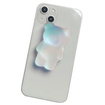 오월 무광 홀로그램 베어 그립톡, 블루, 1개