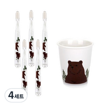 북유럽풍 칫솔 5p + 컵세트 베어, 4세트