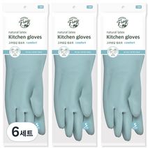 프로그 라텍스 컴포트 고무장갑 양손세트 S, 에쉬블루, 소(S), 6세트