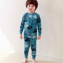 메이키즈 남아용 블루빵빵 오가닉 30수 후라이스 긴팔 실내복 세트