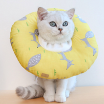 딩동펫 반려동물 도넛 양면 넥쿠션, 옐로우