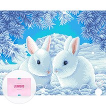 디클레어 액자 캔버스형 보석십자수 DIY 키트 40 x 50 cm, 눈위의 토끼, 1세트