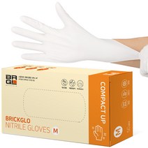 브릭글로 컴팩트업 니트릴 장갑 화이트, 중(M), 50개입, 1개