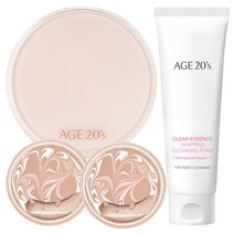 에이지투웨니스 글로우 글래스 에센스 커버 팩트 케이스   리필 2p   클렌징폼 세트, 21호(팩트), 1세트