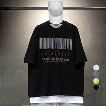 오버홀릭 남성용 오버핏 바코드 반팔티
