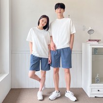 어나더디 남녀공용 면 스판 5부 밴딩 팬츠