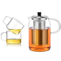 사마도요 내열유리 티포트세트 S053, 1세트, 티포트 900ml + 찻잔 150ml x 2p