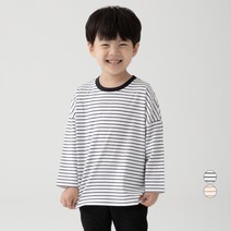 롤리트리 아동용 스트라이프 긴팔 드롭숄더 티셔츠