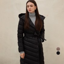 ELLE PARIS 여성 경량 덕다운 후드 코트