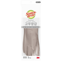 스카치브라이트 고무장갑 중형 5켤레, 파스텔 그레이, 1세트, 중(M)