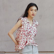 미카이브 어깨주름 프린트 블라우스 HVBL520A