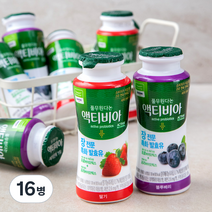풀무원다논 액티비아 병 딸기 x 4p + 블루베리 x 4p 세트, 130ml, 16병