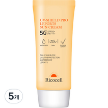 리코셀 유브이 쉴드 프로 워터프루프 레포츠 선크림 SPF50+ PA++++, 70ml, 5개