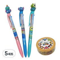 디즈니 스티치 몬스터 마스코트 3색볼펜 3p + 마스킹테이프, 스티치, 몬스터(볼펜), 랜덤발송(테이프), 5세트