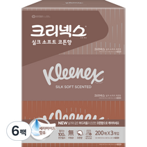 크리넥스 실크소프트 갑티슈 2겹 코튼향, 6팩, 200매