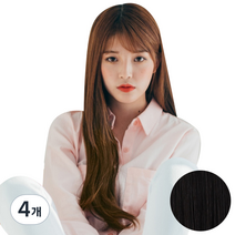 픽앤웨어 똑딱이 붙임머리 피스 C컬펌 L, 내츄럴 블랙, 4개